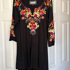 Vintage Collection Black Embroidered Knit Tunic Dress
